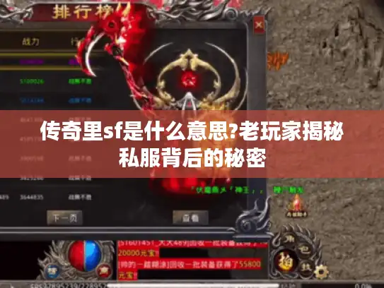 传奇里sf是什么意思?老玩家揭秘私服背后的秘密