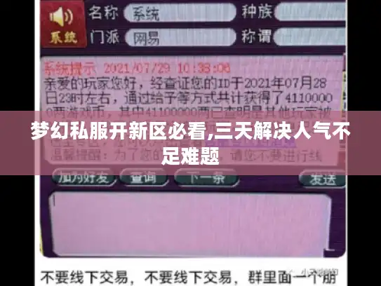 梦幻私服开新区必看,三天解决人气不足难题