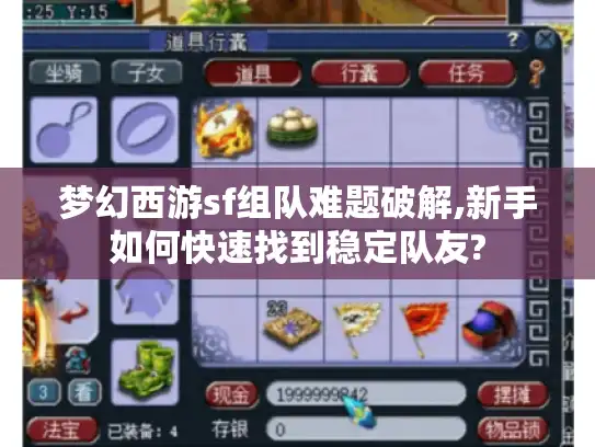 梦幻西游sf组队难题破解,新手如何快速找到稳定队友?