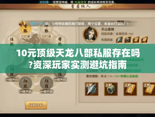 10元顶级天龙八部私服存在吗?资深玩家实测避坑指南