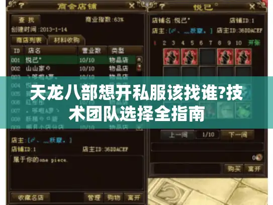 天龙八部想开私服该找谁?技术团队选择全指南