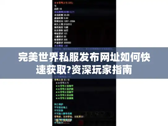 完美世界私服发布网址如何快速获取?资深玩家指南