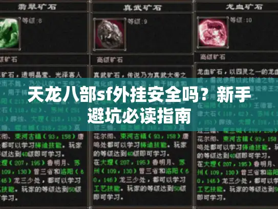 天龙八部sf外挂安全吗?新手避坑必读指南 天龙八部sf外挂安全吗?新手避坑必读指南