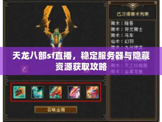 天龙八部sf直播，稳定服务器与隐藏资源获取攻略