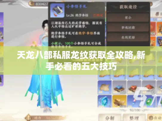 天龙八部私服龙纹获取全攻略,新手必看的五大技巧