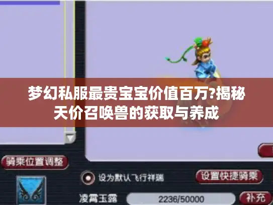 梦幻私服最贵宝宝价值百万?揭秘天价召唤兽的获取与养成