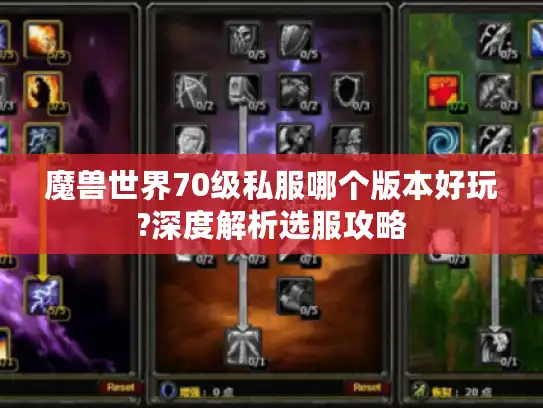 魔兽世界70级私服哪个版本好玩?深度解析选服攻略