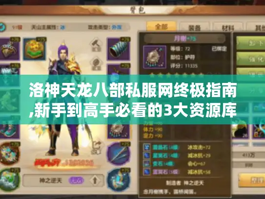 洛神天龙八部私服网终极指南,新手到高手必看的3大资源库