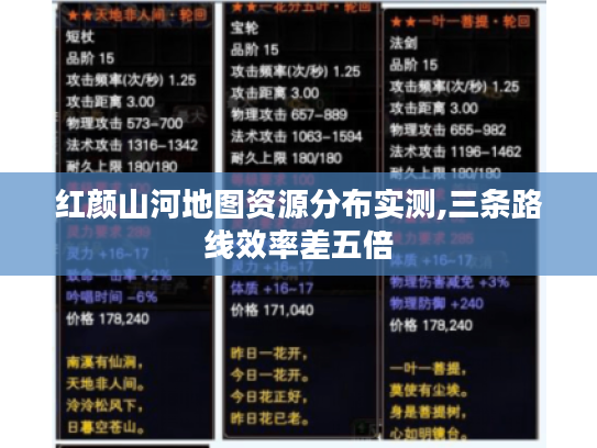 红颜山河地图资源分布实测,三条路线效率差五倍 红颜山河地图资源分布实测,三条路线效率差五倍