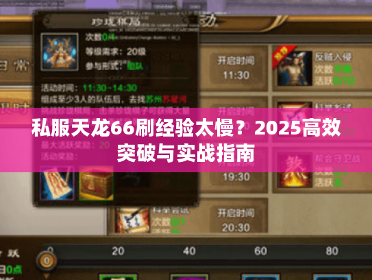 私服天龙66刷经验太慢?2025高效突破与实战指南 私服天龙66刷经验太慢?2025高效突破与实战指南