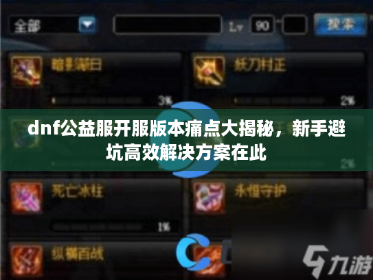 dnf公益服开服版本痛点大揭秘,新手避坑高效解决方案在此 dnf公益服开服版本痛点大揭秘,新手避坑高效解决方案在此