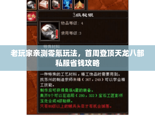 老玩家亲测零氪玩法，首周登顶天龙八部私服省钱攻略