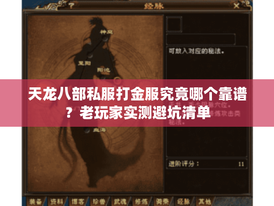 天龙八部私服打金服究竟哪个靠谱?老玩家实测避坑清单 天龙八部私服打金服究竟哪个靠谱?老玩家实测避坑清单