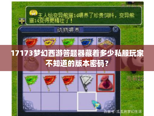 17173梦幻西游答题器藏着多少私服玩家不知道的版本密码？