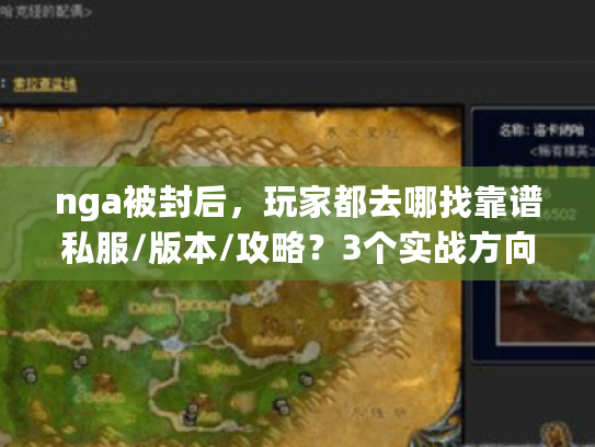 nga被封后，玩家都去哪找靠谱私服/版本/攻略？3个实战方向帮你避坑