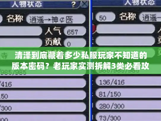清泽到底藏着多少私服玩家不知道的版本密码？老玩家实测拆解3类必看攻略