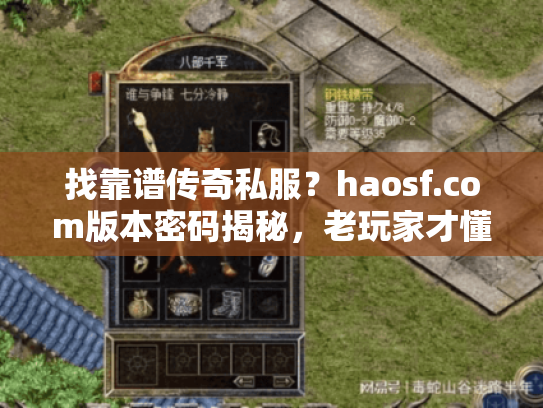 找靠谱传奇私服？haosf.com版本密码揭秘，老玩家才懂！