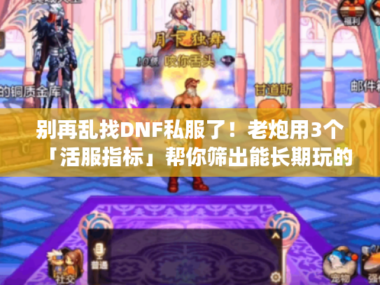 别再乱找DNF私服了！老炮用3个「活服指标」帮你筛出能长期玩的版本