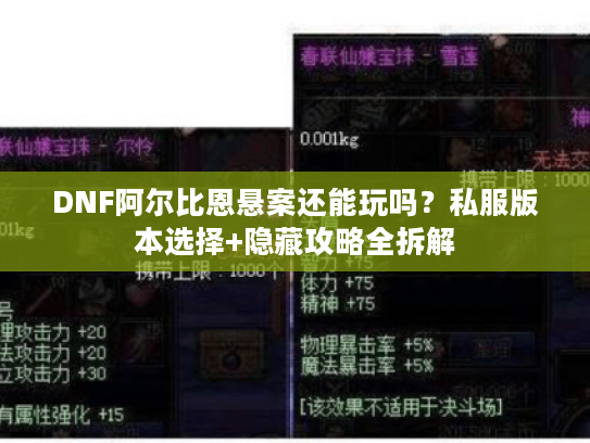 DNF阿尔比恩悬案还能玩吗?私服版本选择+隐藏攻略全拆解 DNF阿尔比恩悬案还能玩吗?私服版本选择+隐藏攻略全拆解