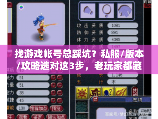 找游戏帐号总踩坑？私服/版本/攻略选对这3步，老玩家都藏着的实战技巧