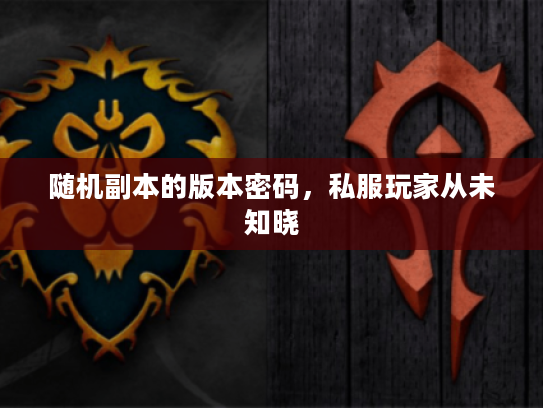 随机副本的版本密码，私服玩家从未知晓