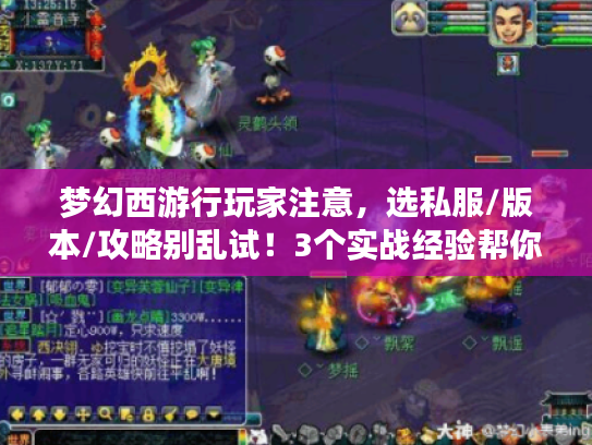 梦幻西游行玩家注意,选私服/版本/攻略别乱试!3个实战经验帮你省90%时间 梦幻西游行玩家注意,选私服/版本/攻略别乱试!3个实战经验帮你省90%时间