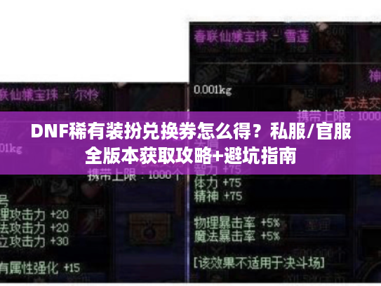 DNF稀有装扮兑换券怎么得?私服/官服全版本获取攻略+避坑指南 DNF稀有装扮兑换券怎么得?私服/官服全版本获取攻略+避坑指南
