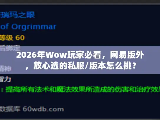 2026年Wow玩家必看,网易版外,放心选的私服/版本怎么挑? 2026年Wow玩家必看,网易版外,放心选的私服/版本怎么挑?