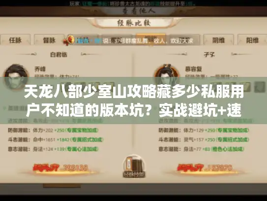 天龙八部少室山攻略藏多少私服用户不知道的版本坑？实战避坑+速通技巧全解