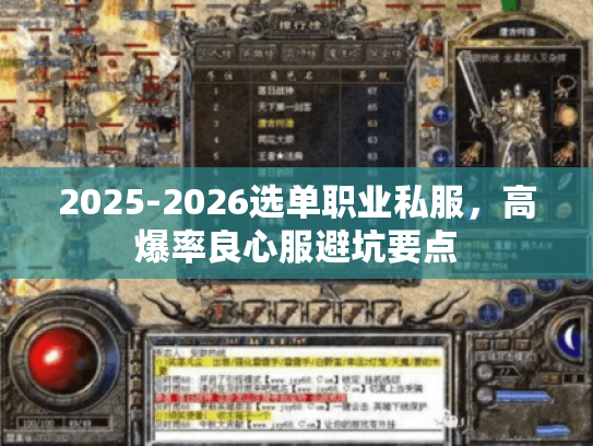 2025-2026选单职业私服，高爆率良心服避坑要点
