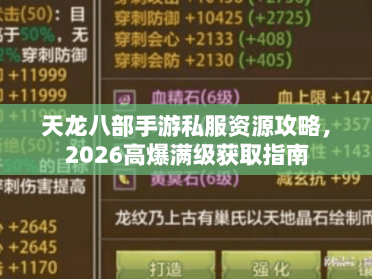 天龙八部手游私服资源攻略，2026高爆满级获取指南