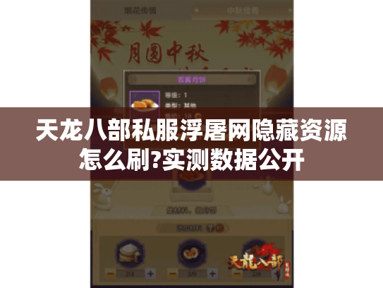 天龙八部私服浮屠网隐藏资源怎么刷?实测数据公开 天龙八部私服浮屠网隐藏资源怎么刷?实测数据公开