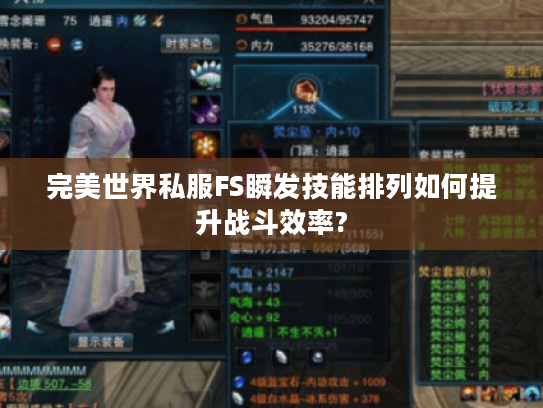 完美世界私服FS瞬发技能排列如何提升战斗效率?